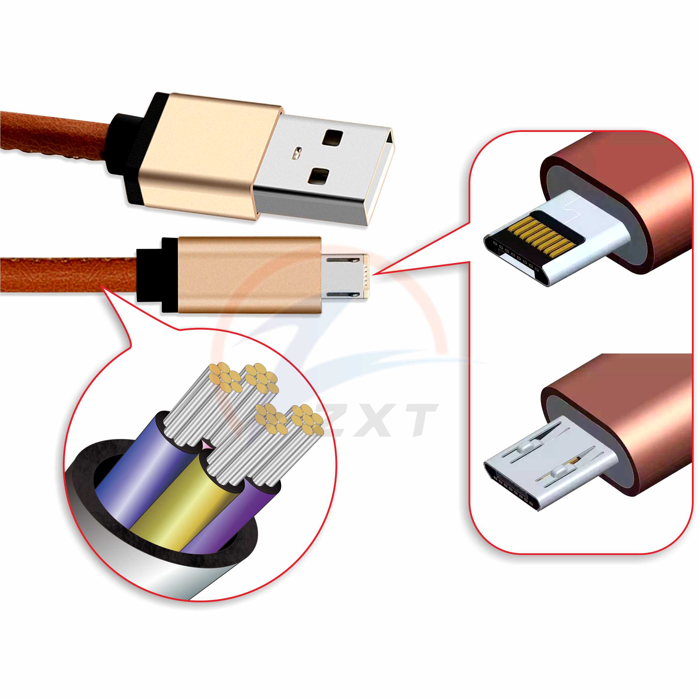 2 in 1 LM Leather Cable For Android & IOS